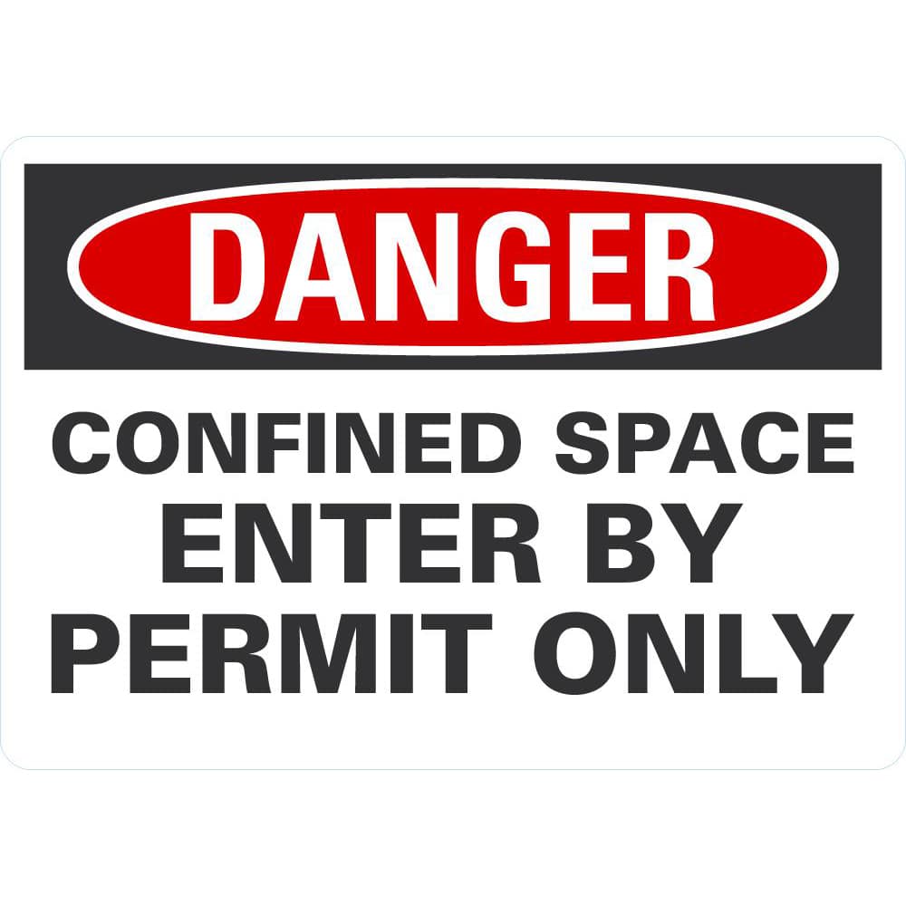 Lyle Signs - "Danger-Confined Space - Enter By Permit Only", 10" Wide x 7" High, Pressure-Sensitive Reflective Decal - Exact Industrial Supply