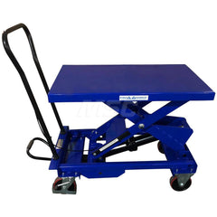 Mobile Battery Lift Table: 1,100 lb Capacity, 15-1/2 to 35″ Lift Height, 19-3/4″ Platform Width, 32-1/2″ Platform Length 15-1/2″ to 35″ Lift Height, 32-1/2″ Platform Length x 19-3/4″ Platform Width