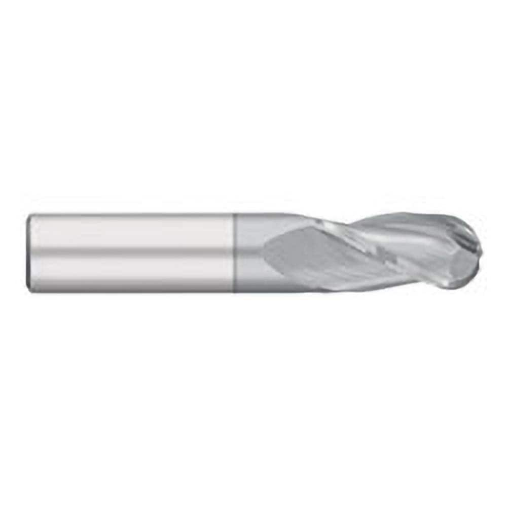 Ball End Mill: 0.625″ Dia, 1.25″ LOC, 3 Flute, Solid Carbide 3-1/2″ OAL, 5/8″ Shank Dia, 30 ° Helix, TiCN Coated, Single End