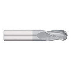 Ball End Mill: 0.0625″ Dia, 0.25″ LOC, 3 Flute, Solid Carbide 1-1/2″ OAL, 1/8″ Shank Dia, 30 ° Helix, TiCN Coated, Single End