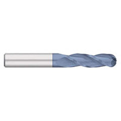 Ball End Mill: 0.4375″ Dia, 2″ LOC, 3 Flute, Solid Carbide 4″ OAL, 7/16″ Shank Dia, 30 ° Helix, AlTiN Coated, Single End