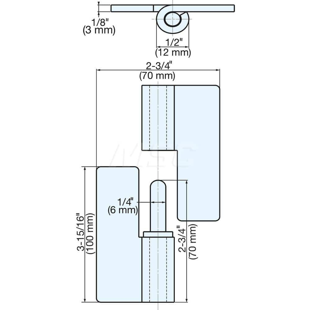 Residential Hinges; Type: Weld-On Lift-Off Hinge; Width (Inch): 2-3/4; Additional Information: Knuckles: 2; Hand: Right; Finish/Coating: Mirror; Minimum Order Quantity: 304 Stainless Steel; Material: 304 Stainless Steel; Pin Type: Non-removable; Material: