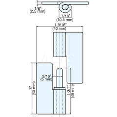 Residential Hinges; Type: Weld-On Lift-Off Hinge; Width (Inch): 1-37/64; Additional Information: Knuckles: 2; Hand: Right; Finish/Coating: Mirror; Minimum Order Quantity: 304 Stainless Steel; Material: 304 Stainless Steel; Pin Type: Non-removable; Materia