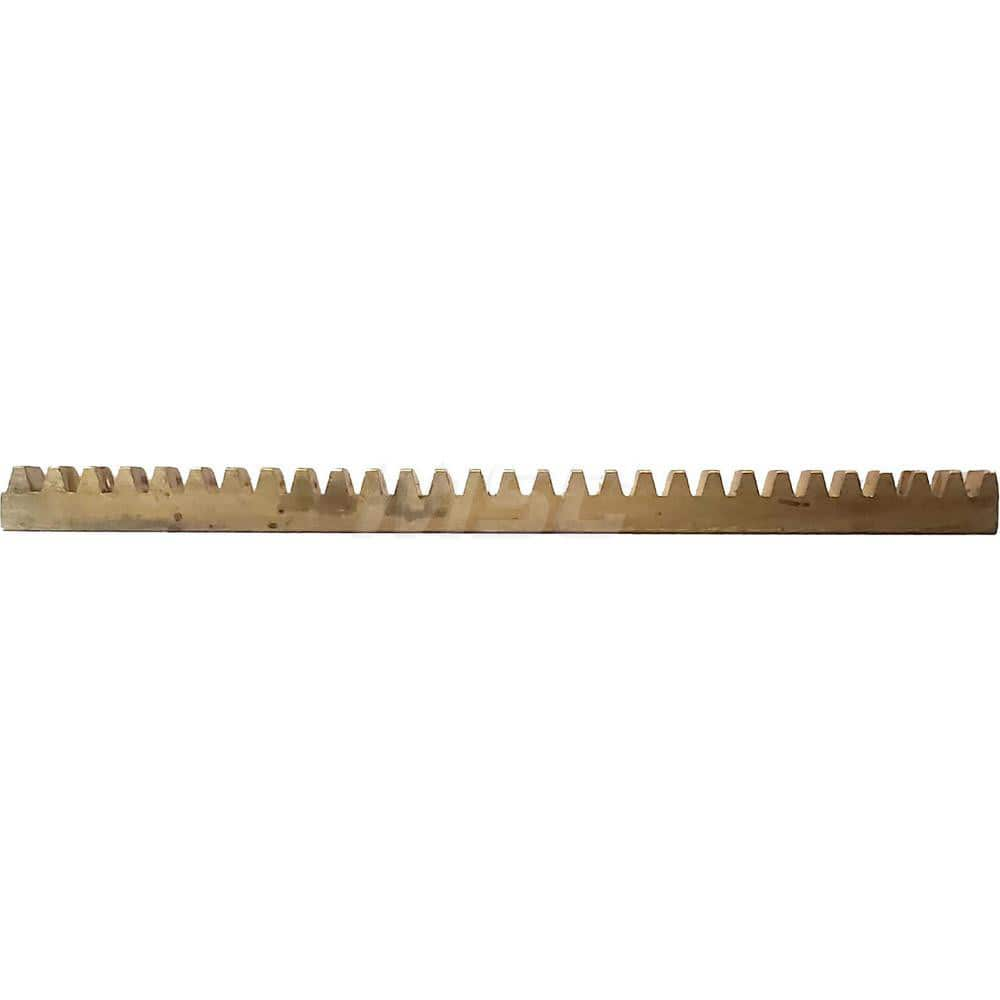 15mm Face Width 4' Long Brass Gear Rack 1 Pitch, 20° Pressure Angle, Square