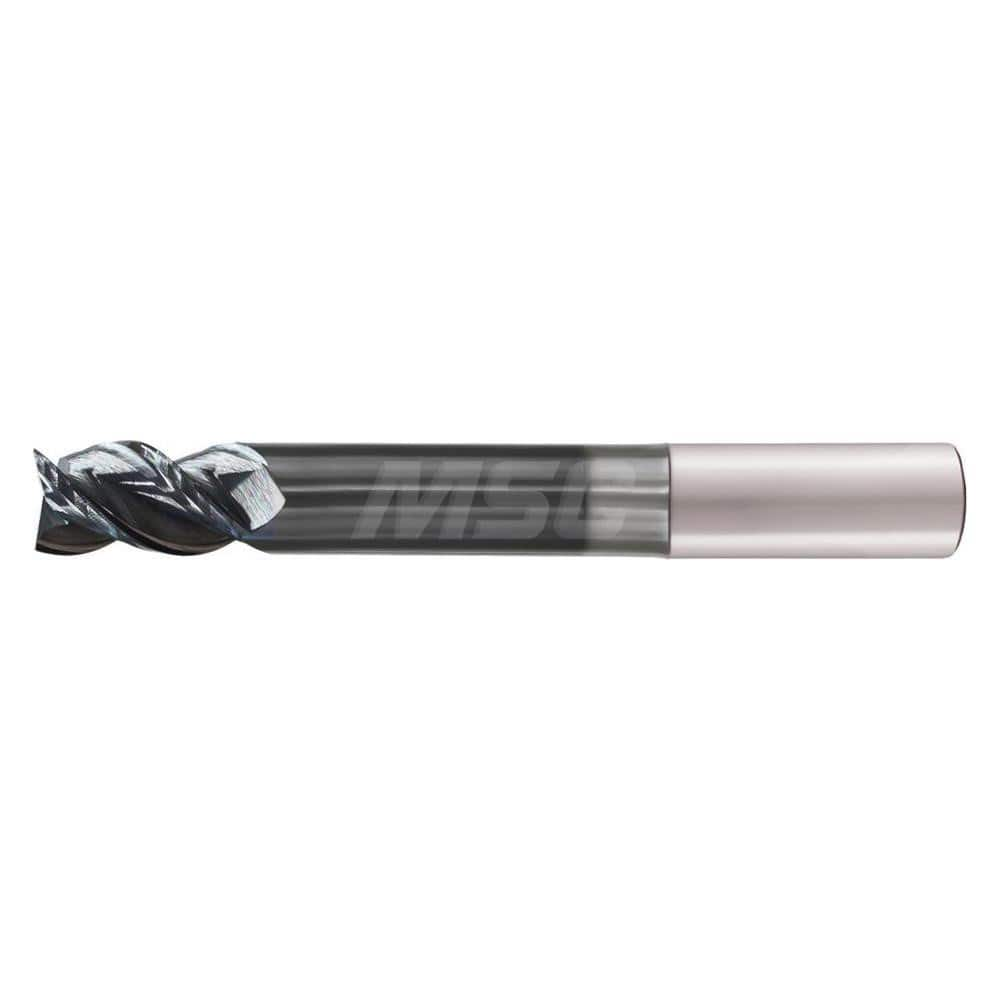 Square End Mill: 3/8'' Dia, 1'' LOC, 3/8'' Shank Dia, 2-1/2'' OAL, 3 Flutes, Solid Carbide Single End, DLC Finish, Spiral Flute, 45 ° Helix, Mfr Grade Submicron Grain, Centercutting, RH Cut, RH Flute