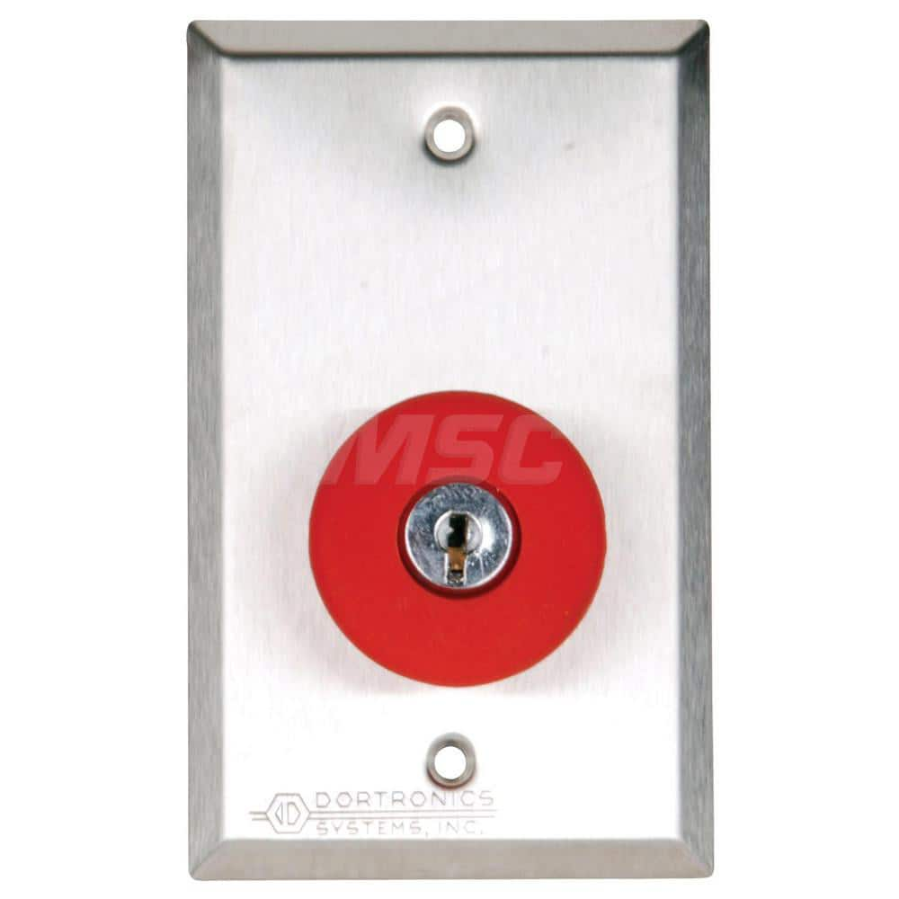 Pushbutton Switches; Switch Type: Push Button; Pushbutton Type: Mushroom Head; Pushbutton Shape: Round; Pushbutton Color: Red; Operator Illumination: NonIlluminated; Operation Type: Pneumatic; Amperage (mA): 10; Voltage: 125; Contact Form: DPST; Standards