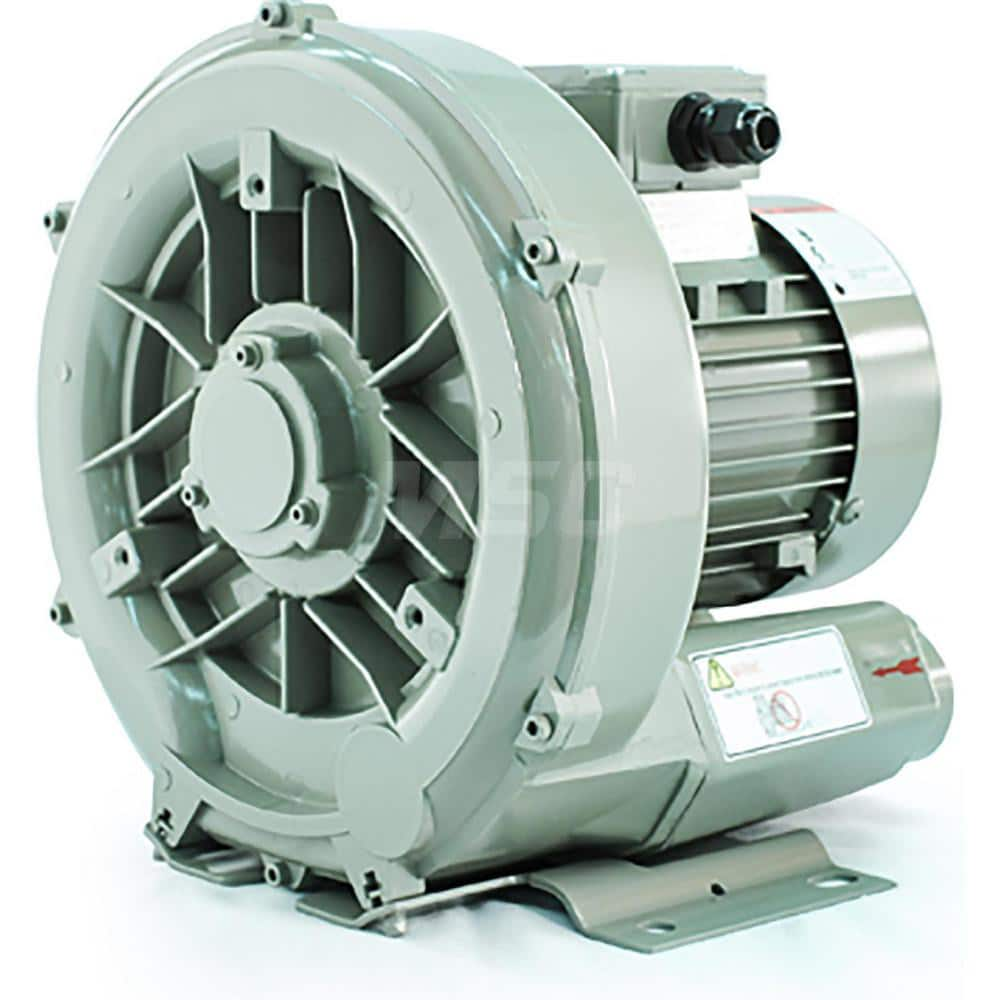 Regenerative Air Blowers; Inlet Size: 1.5″; Outlet Size: 1.5″; Horse Power: 2.0; Amperage Rating: 5.7000; Cubic Feet Per Minute: 105 SCFM; Height (Inch): 14; Width (Decimal Inch): 14; Maximum Working Water Pressure: 90.00; Maximum Vacuum Water Pressure: 8