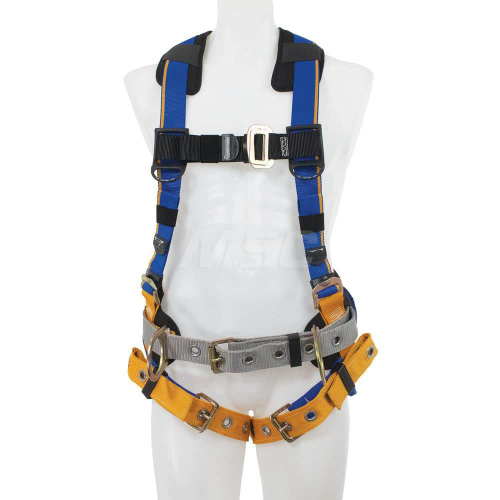 Fall Protection Harnesses: 400 Lb, Back and Side D-Rings Style, Size X-Large, For Construction, Back & Hips