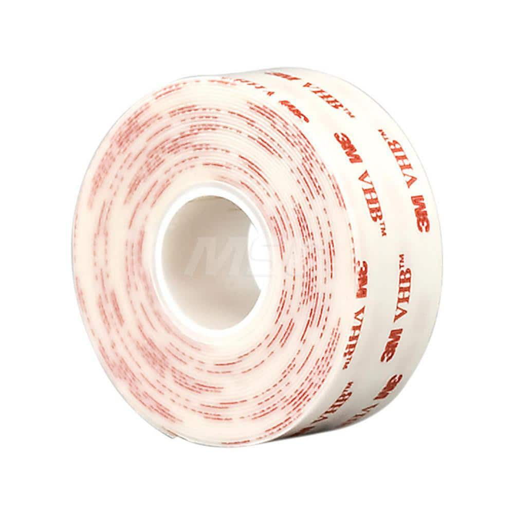 White Double-Sided Foam Tape: 1/2″ Wide, 5 yd Long, 25 mil Thick, Acrylic Adhesive