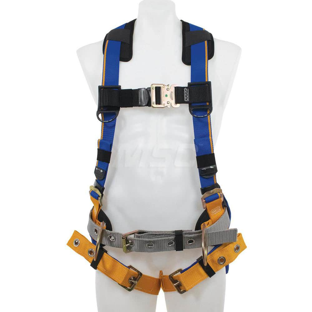 Fall Protection Harnesses: 400 Lb, Back and Side D-Rings Style, Size Small, For Construction, Back & Hips