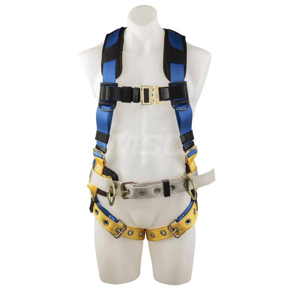 Fall Protection Harnesses: 400 Lb, Back and Side D-Rings Style, Size 2X-Large, For Construction, Back & Hips