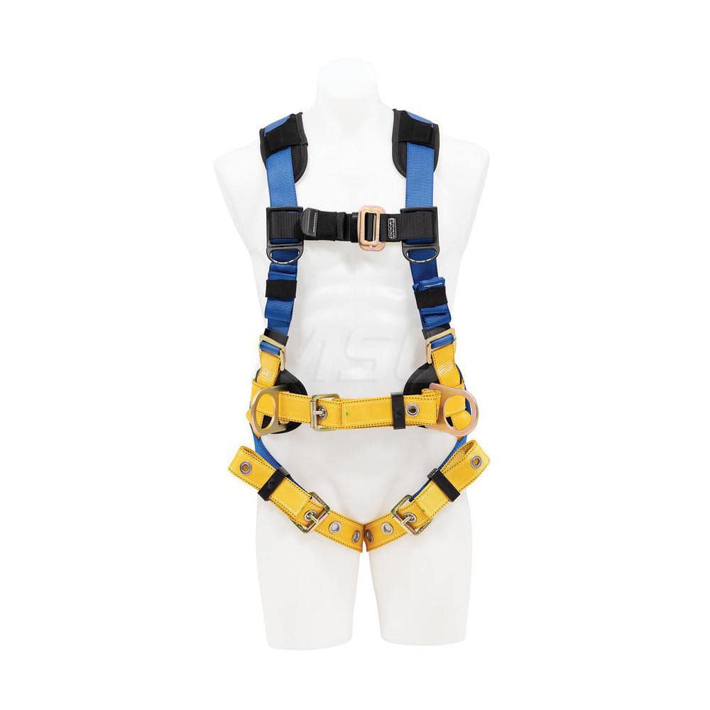 Fall Protection Harnesses: 310 Lb, Front, Back and Side D-Rings Style, Size Medium & Large, For Construction, Front Back & Hips