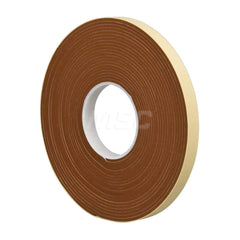 Silicone Sponge Rubber R10470M Foam: 0.125″ Thick, 1/2″ Wide, Orange & Tan Adhesive Backing