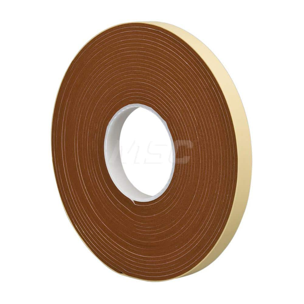 Silicone Sponge Rubber R10470M Foam: 0.0625″ Thick, 1/2″ Wide, Orange & Tan Adhesive Backing