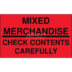 Shipping & DOT Label: ″Mixed Merchandise, Check Contents Carefully″, Rectangle, 5″ Wide, 3″ High Paper