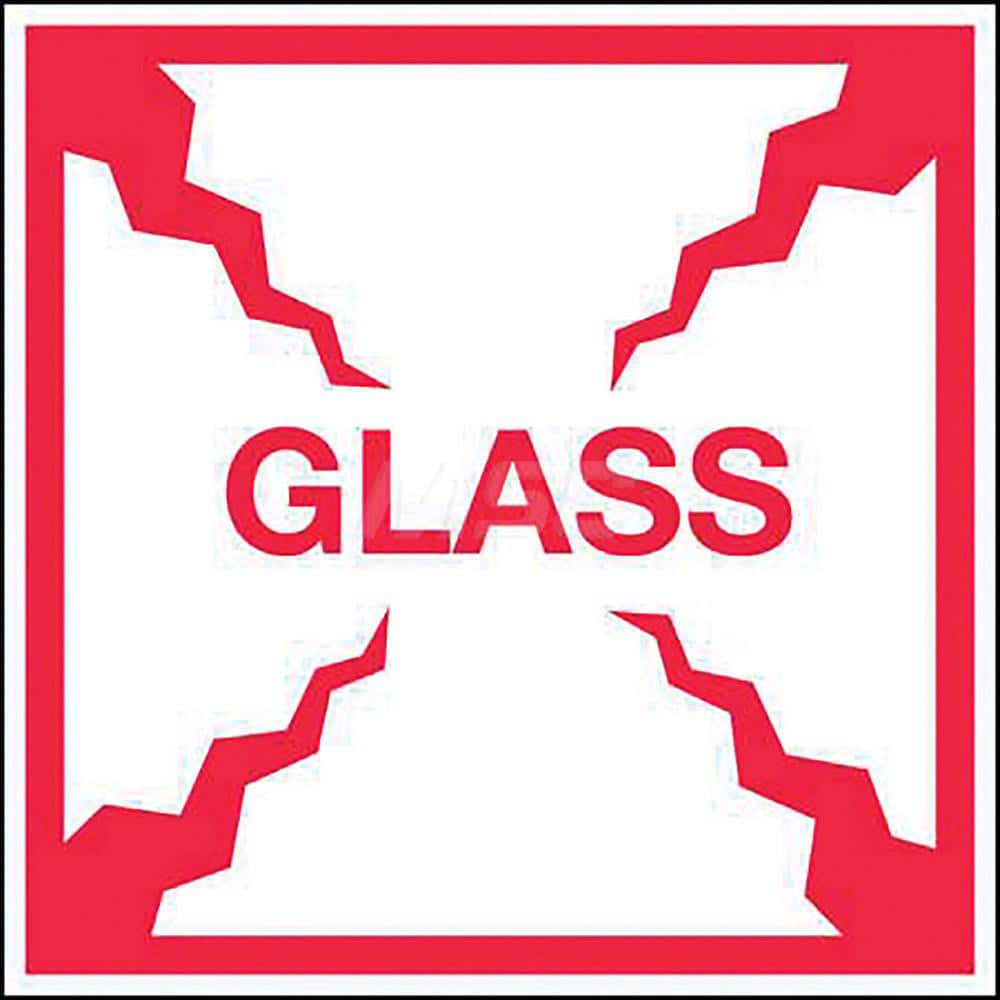 Care Instructions Label: ″Glass″, Square, 4″ Wide, 4″ High Paper