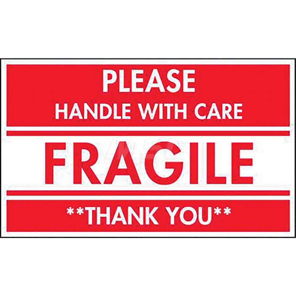 Care Instructions Label: ″Fragile, Please Handle With Care, Thank You″, Rectangle, 5″ Wide, 3″ High Paper