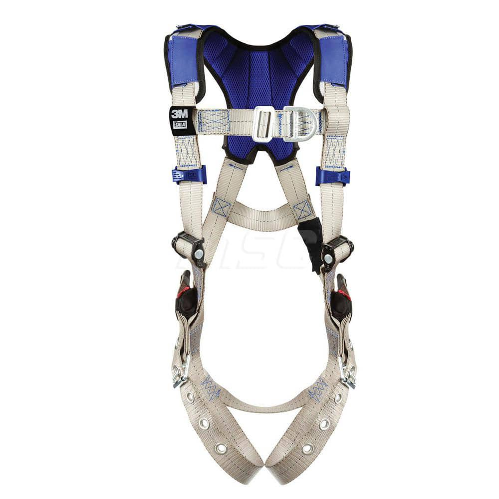 Fall Protection Harnesses: 420 Lb, Vest Style, Size 2X-Large, For Climbing, Back & Front Tongue Leg Strap, Pass-Through Chest Strap