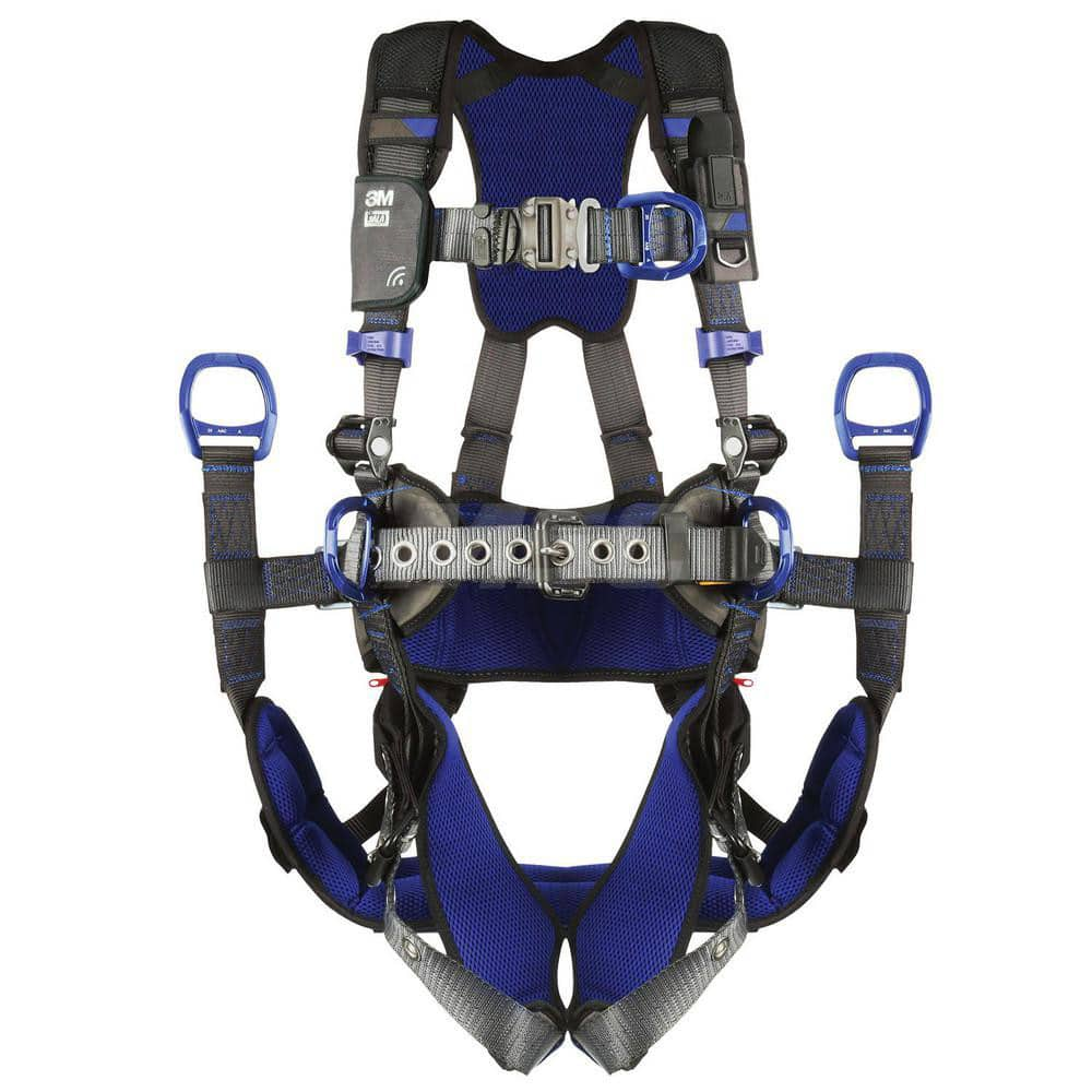 Fall Protection Harnesses: 420 Lb, Tower Climbers Style, Size X-Large, For Climbing Positioning & Suspension, Back Front & Hips Quick-Connect Leg Strap, Quick-Connect Chest Strap