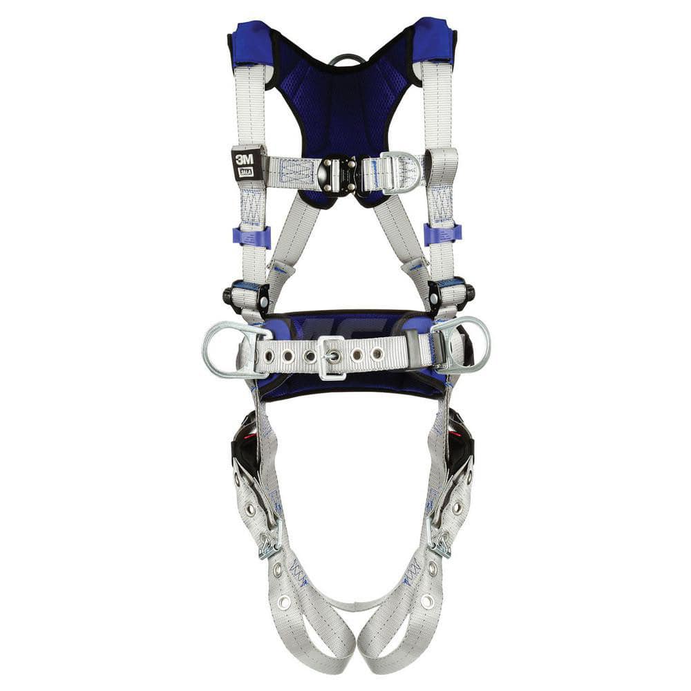 Fall Protection Harnesses: 420 Lb, Construction Style, Size Medium, For Climbing & Positioning, Back Front & Hips Tongue Leg Strap, Quick-Connect Chest Strap