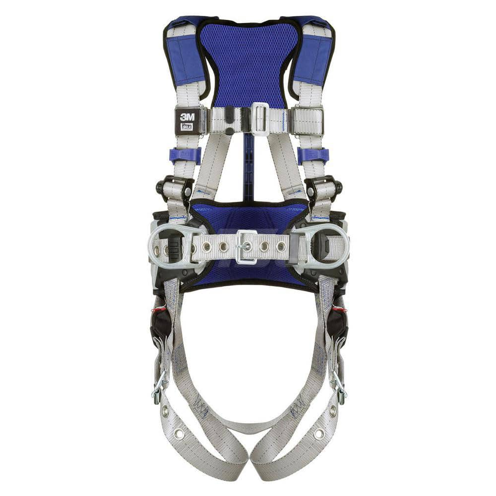 Fall Protection Harnesses: 420 Lb, Construction Style, Size 2X-Large, For Construction & Positioning, Back & Hips Tongue Leg Strap, Pass-Through Chest Strap