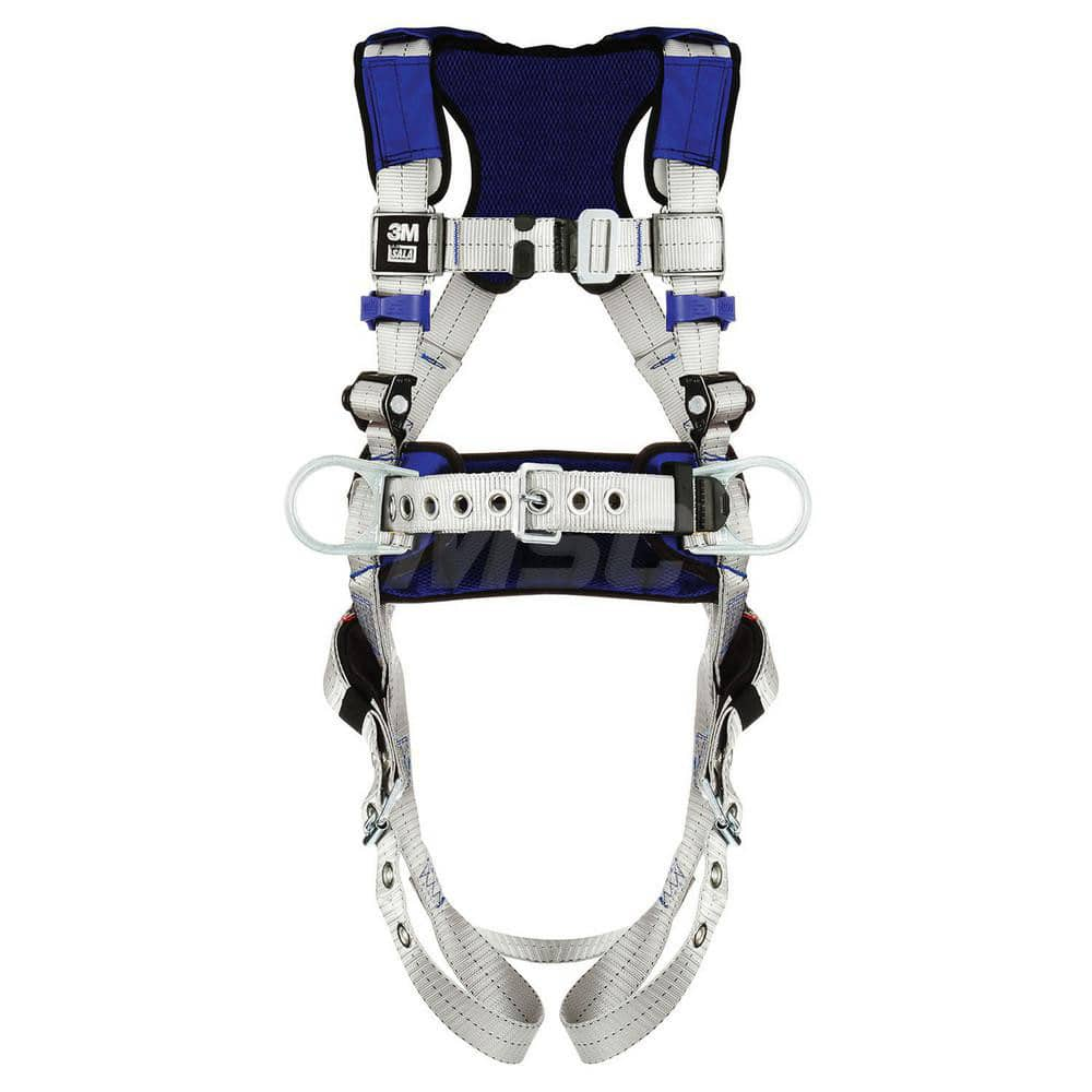 Fall Protection Harnesses: 420 Lb, Construction Style, Size 2X-Large, For Positioning, Back & Hips Tongue Leg Strap, Pass-Through Chest Strap