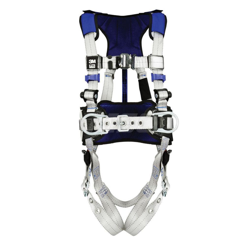 Fall Protection Harnesses: 420 Lb, Construction Style, Size 2X-Large, For Construction & Positioning, Back & Hips Tongue Leg Strap, Quick-Connect Chest Strap