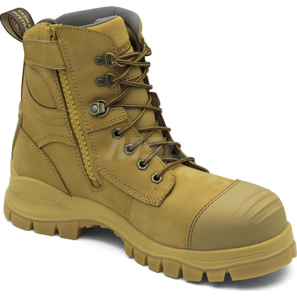 Work Boot: Size 5, 6″ High, Leather, Steel Toe Standard Width, Non-Slip Sole