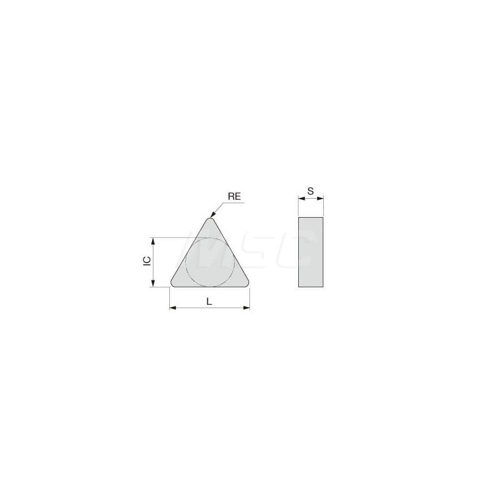 Turning Insert:  S-TNGN223 BXC90,  Polycrystalline Cubic Boron Nitride TiN Finish,  Neutral,  1/4″ Inscribed Circle,  0.0470″ Corner Radius,  60.0 &deg N/A Triangle,  Series  TNGN