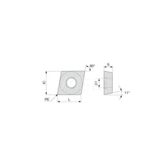 Turning Insert:  CPMT2.51.51PSS AH725,  Solid Carbide TiAlN Finish,  Neutral,  0.0160″ Corner Radius,  80.0 &deg N/A Diamond,  Series  CPMT