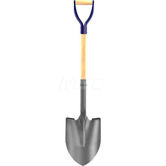 Digging Shovel: Steel, 12″ Blade Length, 8.75″ Blade Width 27″ Wood D-Grip Handle