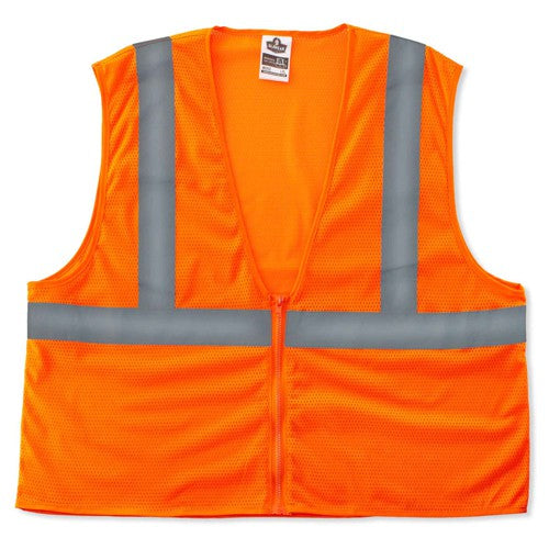 8205Z S/M Econo 2 Zipper Orange Vest - All Tool & Supply