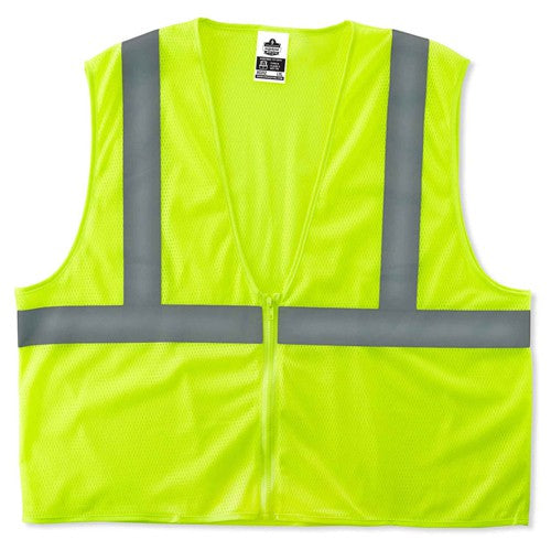 8205Z S/M Econo 2 Zipper Lime Vest - All Tool & Supply