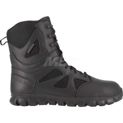 Work Boot: Size 11.5, 8″ High, Leather, Composite Toe Black, Wide Width, Non-Slip Sole