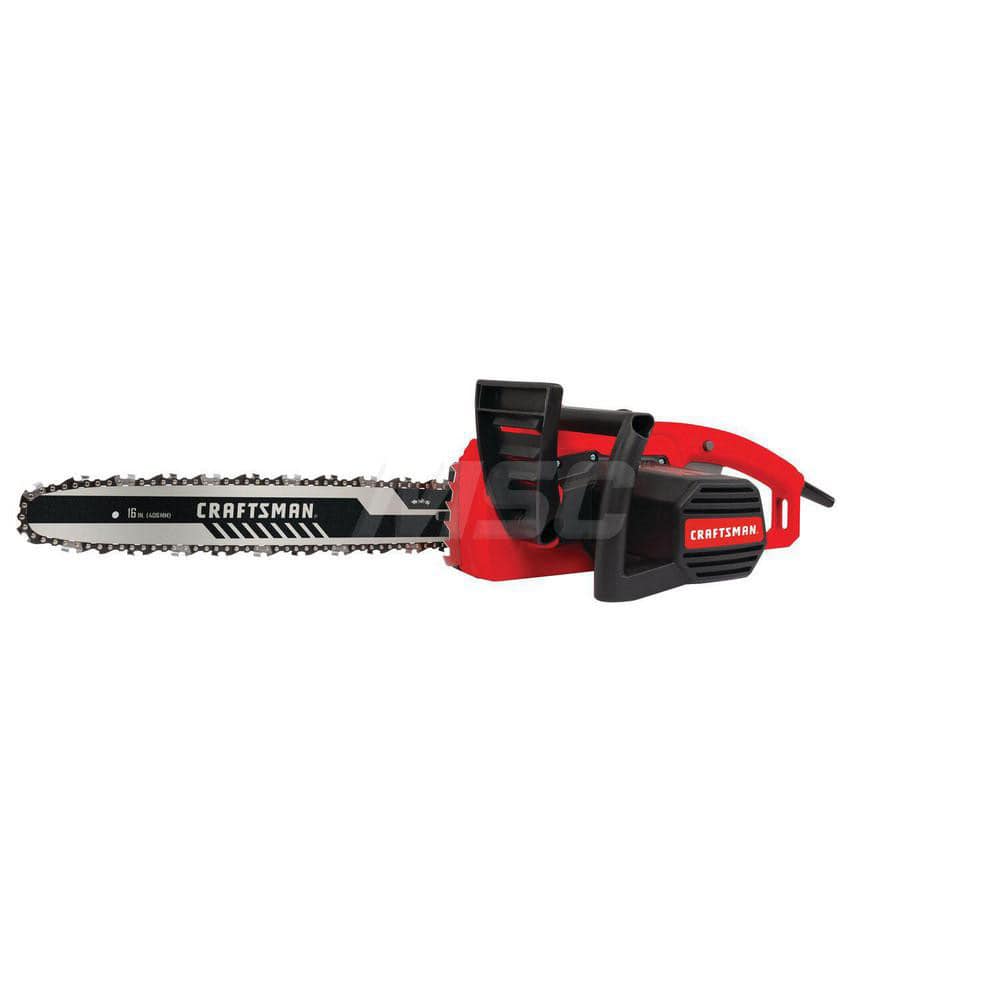 Chainsaws; Type of Power: Plug-in; Voltage: 120 V; Bar Length: 16 in; Chain Oil Dispenser Type: Automatic; Features: Powerful Motor; Auto-Oiling; Tool-Free Chain Tensioning; Low Kickback; Chain Pitch (Decimal Inch): 0.3750; Includes: 16-in Chainsaw And 16