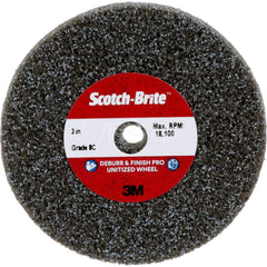 Deburring Wheel:  3″ Dia, 1/2″ Face Width, 1/4″ Hole, Density 8, Ceramic Medium & Hard Grade, Unitized Wheel