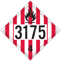 DOT Placards & Holders; Type: Placard; Legend: Flammable Solid; Legend: Flammable Solid; Material: Vinyl; Message or Graphic: Flammable Solid; Legend Color: Red; Material: Vinyl; Compliance Specifications: DOT 49 CFR 172.519; Placard Coating: UV; Language