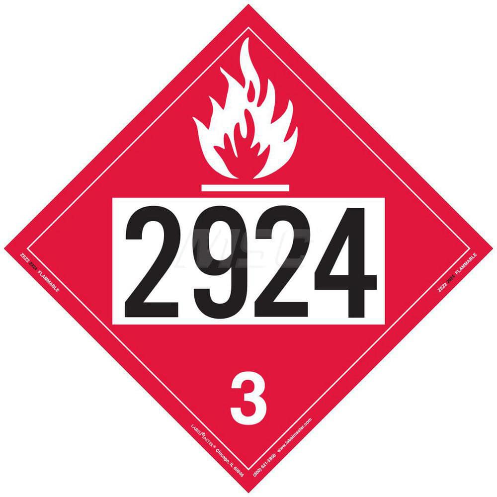 DOT Placards & Holders; Type: Placard; Legend: Flammable Liquid; Legend: Flammable Liquid; Material: Vinyl; Message or Graphic: Flammable Liquid; Legend Color: Red; Material: Vinyl; Compliance Specifications: DOT 49 CFR 172.519; Placard Coating: UV; Langu