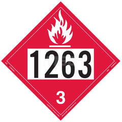 DOT Placards & Holders; Type: Placard; Legend: Flammable Liquid; Legend: Flammable Liquid; Material: Vinyl; Message or Graphic: Flammable Liquid; Legend Color: Red; Material: Vinyl; Compliance Specifications: DOT 49 CFR 172.519; Placard Coating: UV; Langu