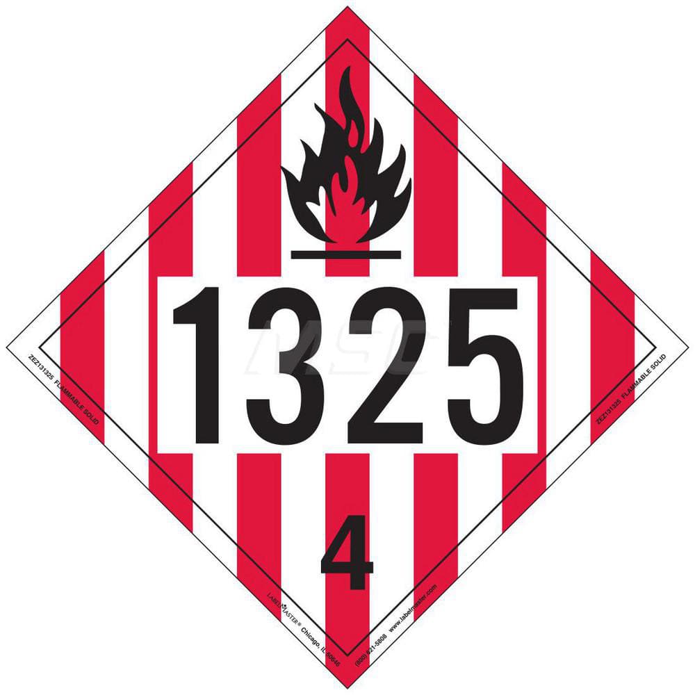 DOT Placards & Holders; Type: Placard; Legend: Flammable Solid; Legend: Flammable Solid; Material: Vinyl; Message or Graphic: Flammable Solid; Legend Color: Red; Material: Vinyl; Compliance Specifications: DOT 49 CFR 172.519; Placard Coating: UV; Language