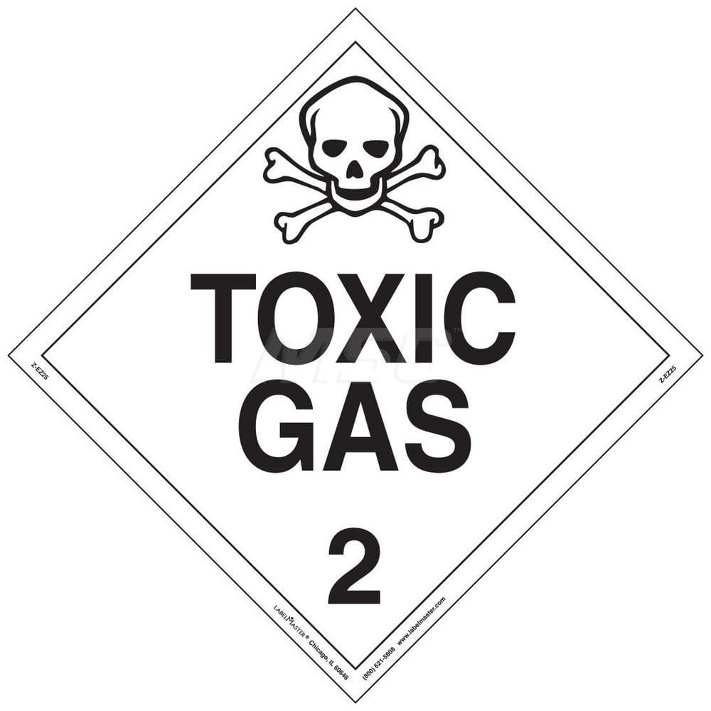 DOT Placards & Holders; Type: Placard; Legend: Toxic Gas; Legend: Toxic Gas; Material: Vinyl; Message or Graphic: Toxic Gas; Legend Color: Black; Material: Vinyl; Compliance Specifications: DOT 49 CFR 172.519; Placard Coating: UV; Language: English; Langu