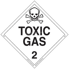 DOT Placards & Holders; Type: Placard; Legend: Toxic Gas; Legend: Toxic Gas; Material: Vinyl; Message or Graphic: Toxic Gas; Legend Color: Black; Material: Vinyl; Compliance Specifications: DOT 49 CFR 172.519; Placard Coating: UV; Language: English; Langu