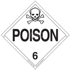 DOT Placards & Holders; Type: Placard; Legend: Poison; Legend: Poison; Material: Vinyl; Message or Graphic: Poison; Legend Color: Black; Material: Vinyl; Compliance Specifications: DOT 49 CFR 172.519; Placard Coating: UV; Language: English; Language: Engl