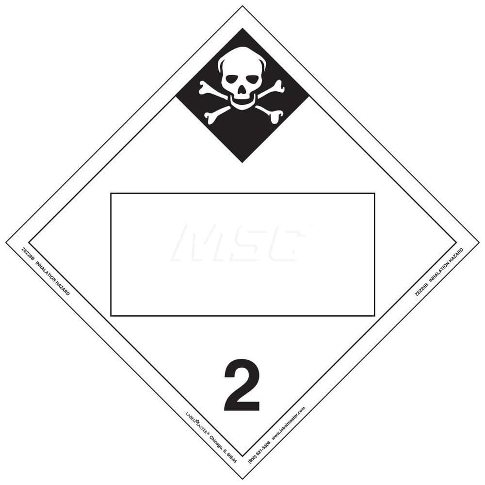 DOT Placards & Holders; Type: Placard; Legend: Inhalation Hazard; Legend: Inhalation Hazard; Material: Vinyl; Message or Graphic: Inhalation Hazard; Legend Color: Black; Material: Vinyl; Compliance Specifications: DOT 49 CFR 172.519; Placard Coating: UV;