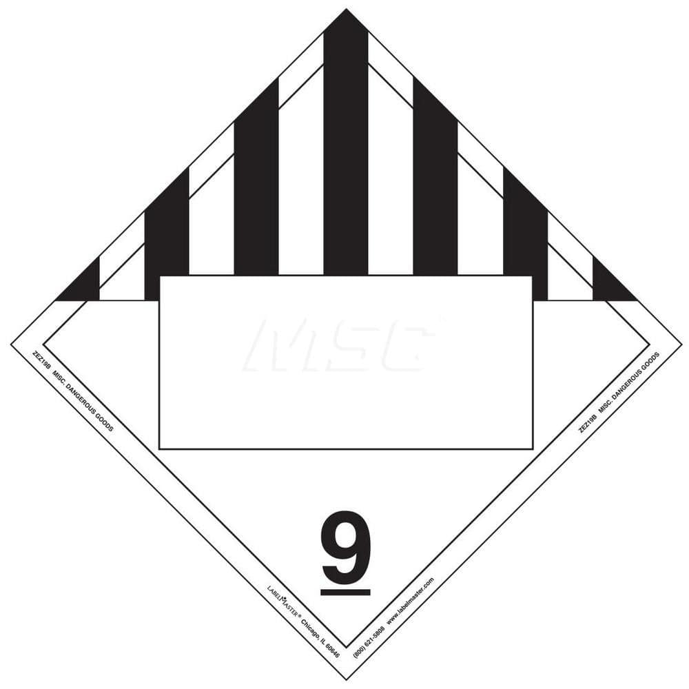 DOT Placards & Holders; Type: Placard; Legend: Misc Dangerous Goods; Legend: Misc Dangerous Goods; Material: Vinyl; Message or Graphic: Misc Dangerous Goods; Legend Color: Black; Material: Vinyl; Compliance Specifications: DOT 49 CFR 172.519; Placard Coat