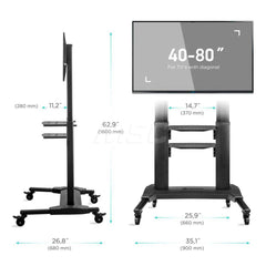 Security Monitor & TV Mounts; Mount Style: Flat Panel Mount; Load Capacity (Lb.): 100.00; Maximum Monitor Size: 80 in; Minimum Monitor Size: 40 in; Rotating/Tilting: Rotating; Material: Aluminum; Plastic; Steel; Color: Black; Maximum Load Capacity: 100.00