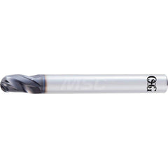 Ball End Mill: 0.25″ Dia, 0.25″ LOC, 3 Flute, Solid Carbide 3″ OAL, 1/4″ Shank Dia, 30 ° Helix, DUROREY Coated, Single End, Series 4630