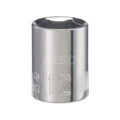 Hand Socket: 1/4″ Drive, 12 mm Socket, 6-Point Chrome-Plated & Polished