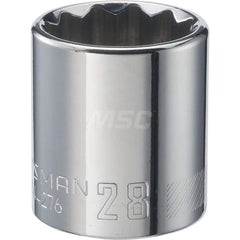 Hand Socket: 1/2″ Drive, 28 mm Socket, 12-Point Chrome-Plated & Polished