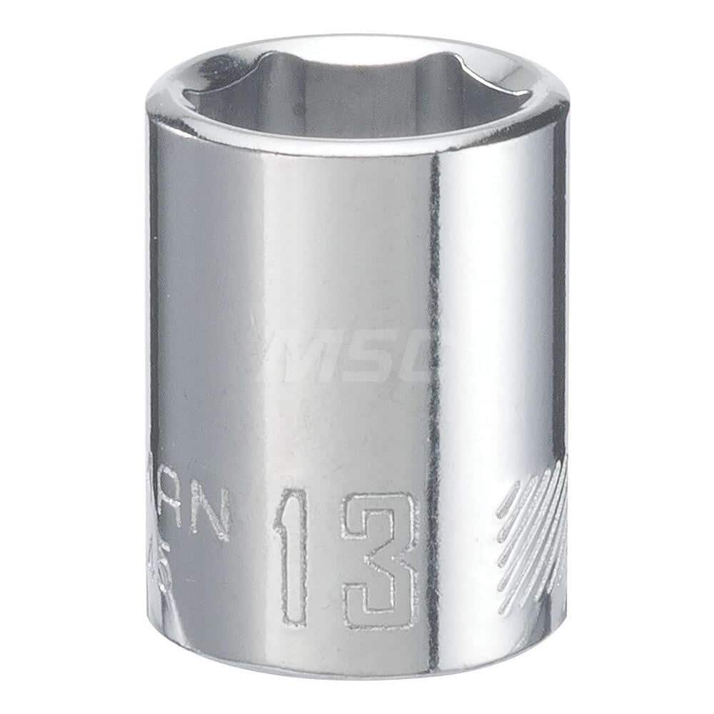 Hand Socket: 3/8″ Drive, 13 mm Socket, 6-Point Chrome-Plated & Polished